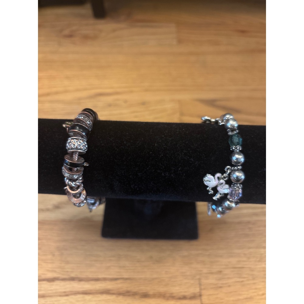 Unbranded Charm Bracelet Set Womens OS‎ Rose Gold Silver 2pc Tropical